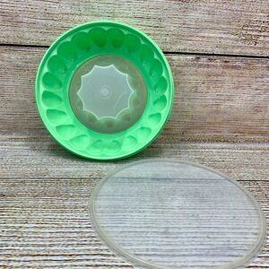 Tupperware Jello Mold Green Jel Ring Mold‎ 1201-12 1202-5 & Lid 1203-3 Vintage